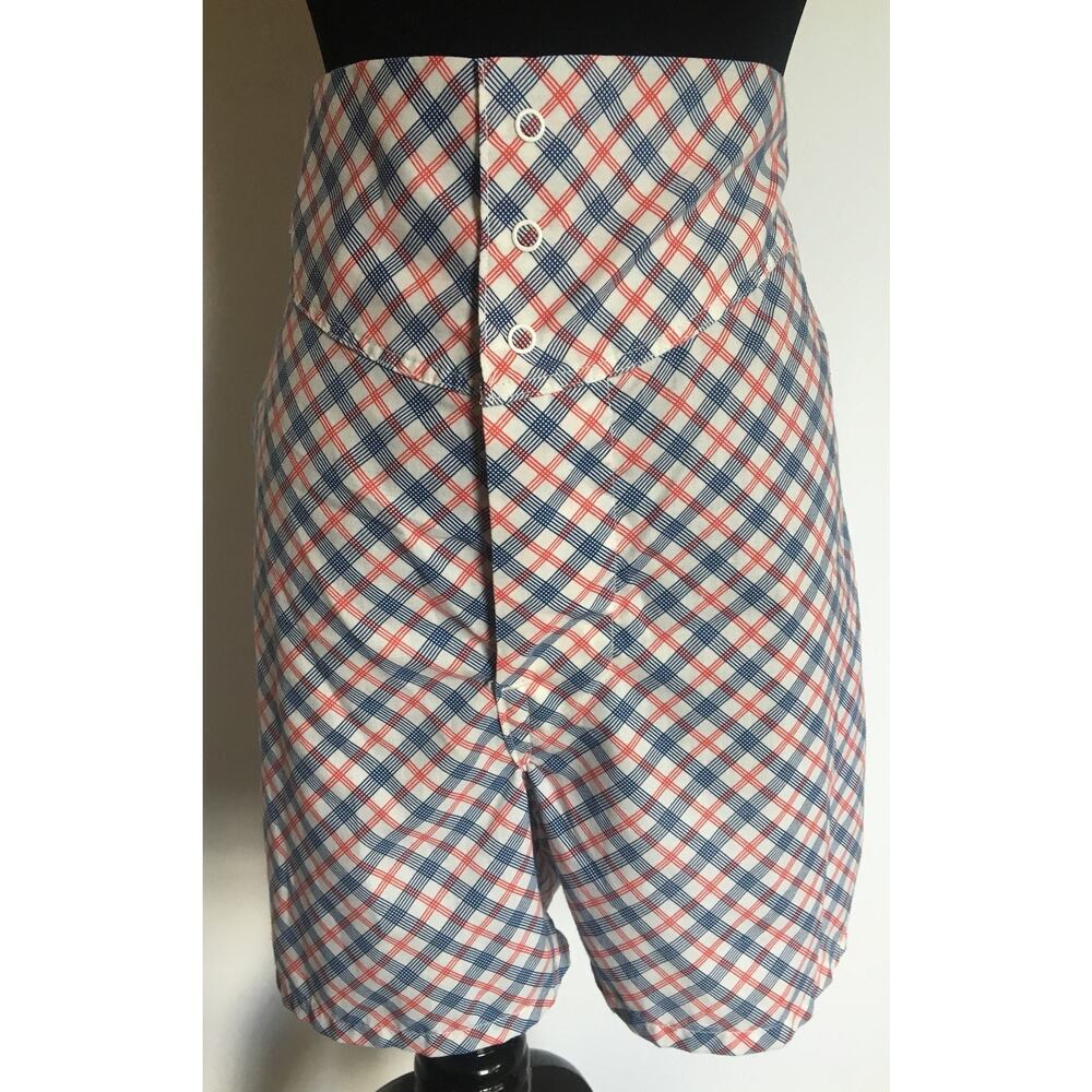 Vintage High Waisted Plaid Shorts Red White and Blue L